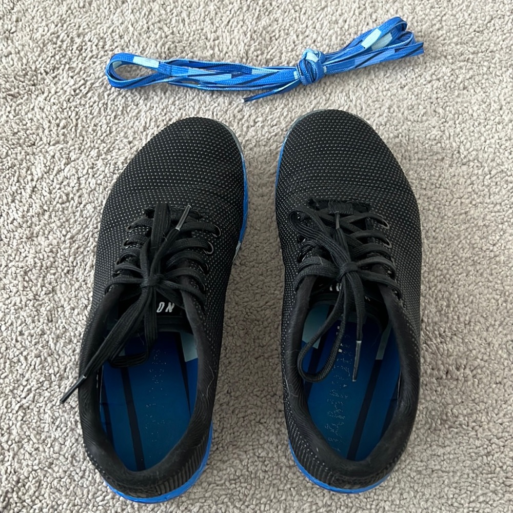 Used blue and black No Bull Black Lighting Trainers with additional laces